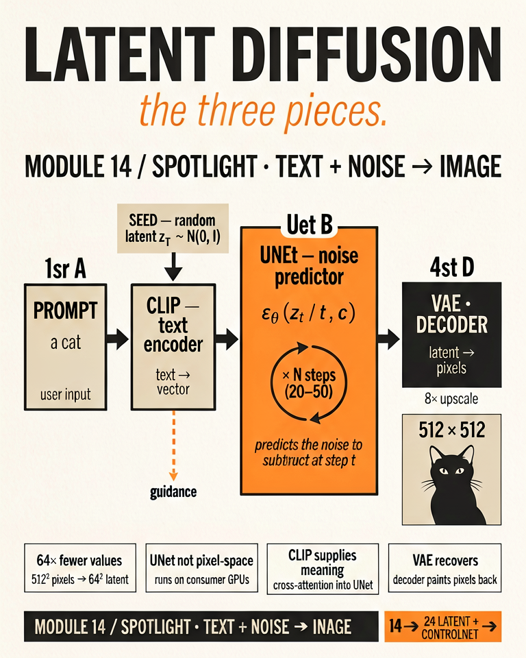 VAE + Diffusion spotlight illustration