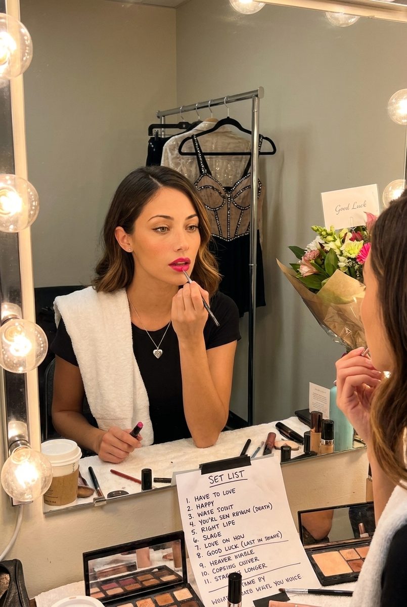 backstage — greenroom mirror, pre-show touch-up